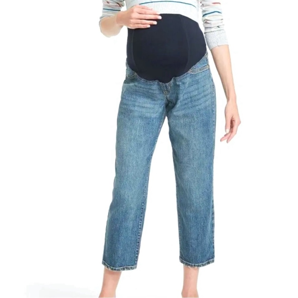 ISABEL Maternity Vintage Straight Jeans Medio Crossover Panel Size 14 NWT